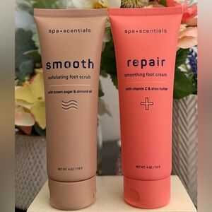 🆕🫧 SPA•SCENTIALS FOOT SCRUB & FOOT CREAM SET OF 2. BRAND NEW FACTORY SEALED.